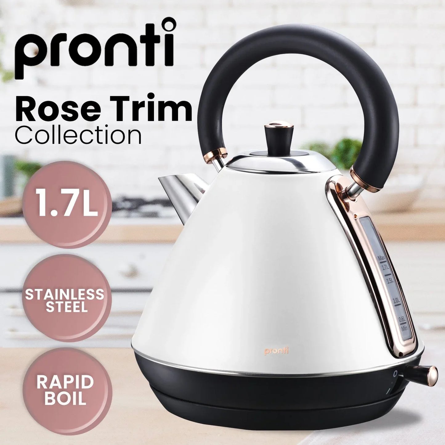 Pronti Toaster, Kettle & Coffee Machine Breakfast Set - White - Mekamart Australia