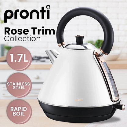 Pronti Toaster, Kettle & Coffee Machine Breakfast Set - White - Mekamart Australia