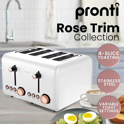 Pronti Toaster, Kettle & Coffee Machine Breakfast Set - White - Mekamart Australia