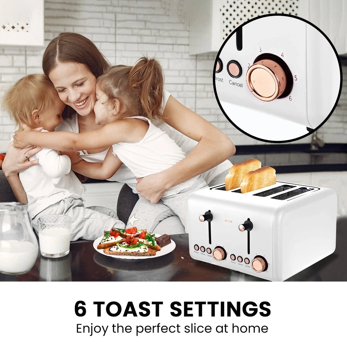Pronti Toaster, Kettle & Coffee Machine Breakfast Set - White - Mekamart Australia