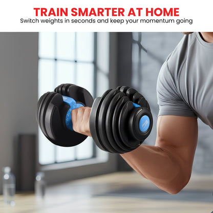 Powertrain 48KG Adjustable Dumbbell Set With Stand Blue
