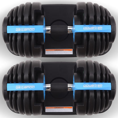 Powertrain 2x 24kg Adjustable Dumbbell Home Gym Set