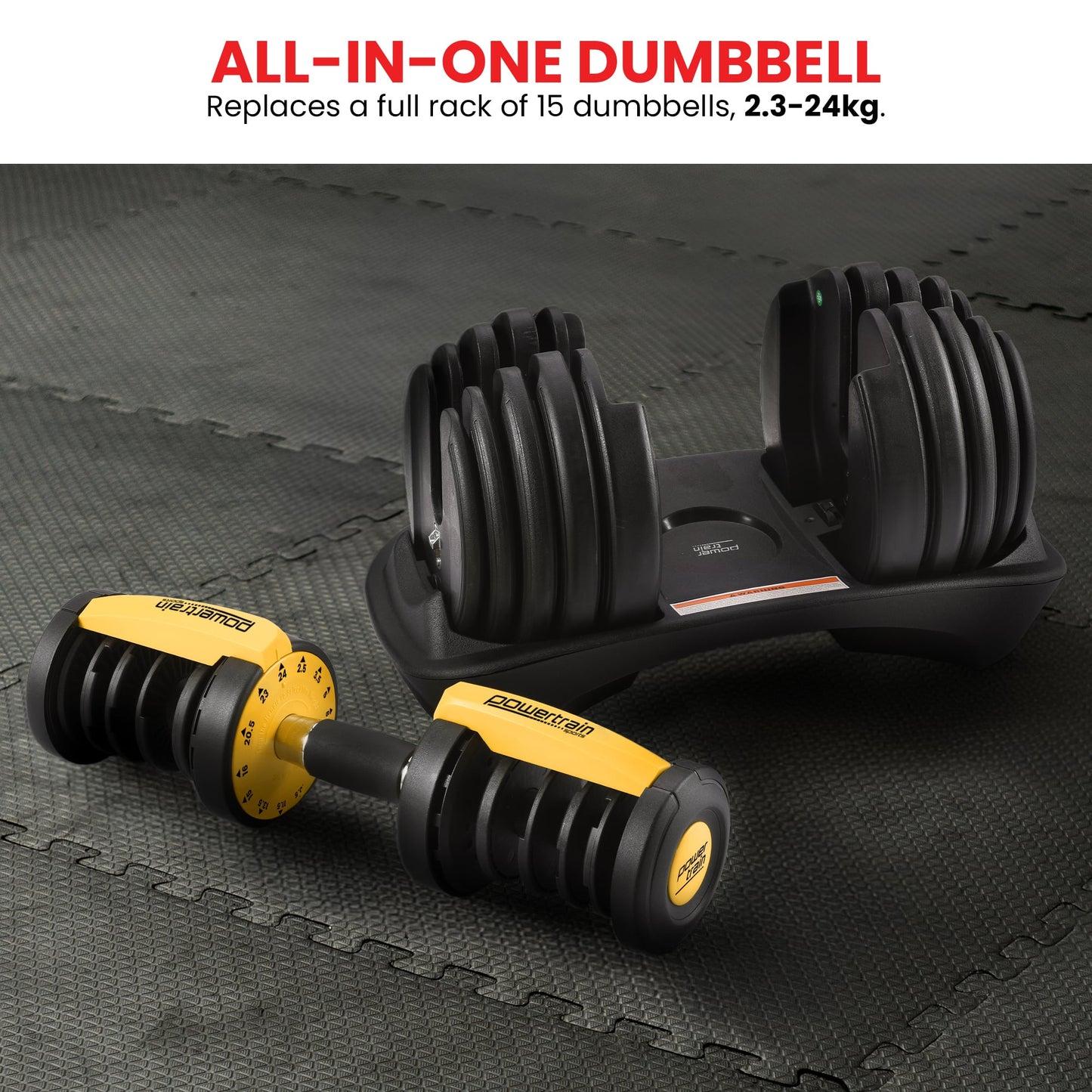 Powertrain 48kg  Adjustable Dumbbell Home Gym Set Gold