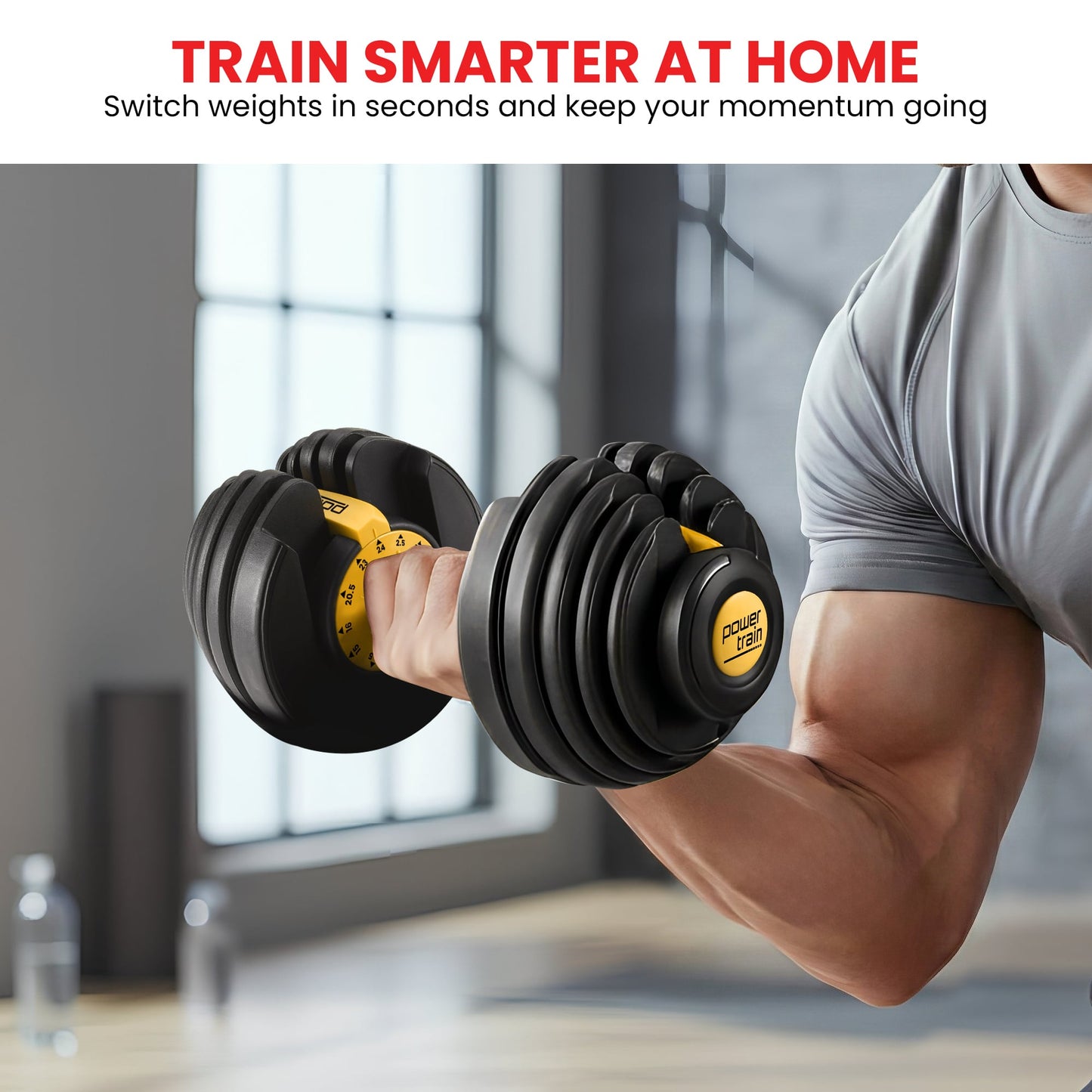 Powertrain 48kg  Adjustable Dumbbell Home Gym Set Gold