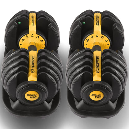Powertrain 48kg  Adjustable Dumbbell Home Gym Set Gold