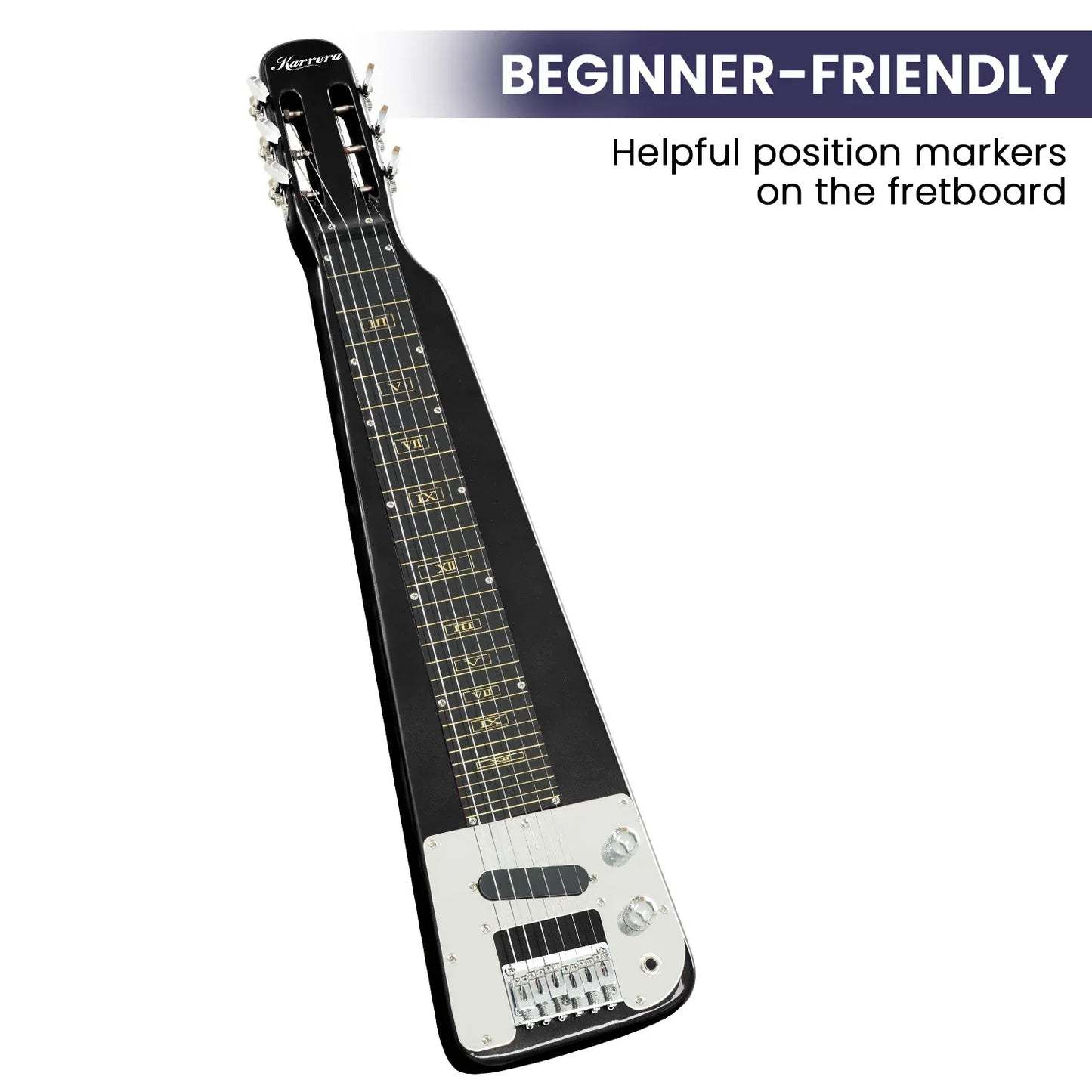 Karrera 29in 6-String Lap Steel Hawaiian Guitar - Black - Mekamart Australia