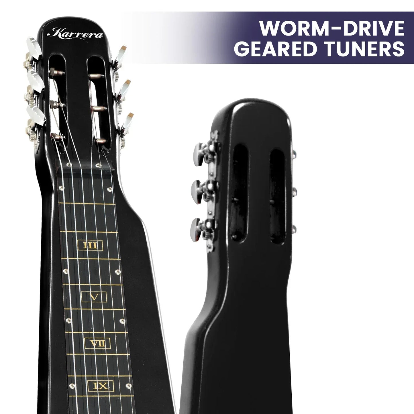 Karrera 29in 6-String Lap Steel Hawaiian Guitar - Black - Mekamart Australia