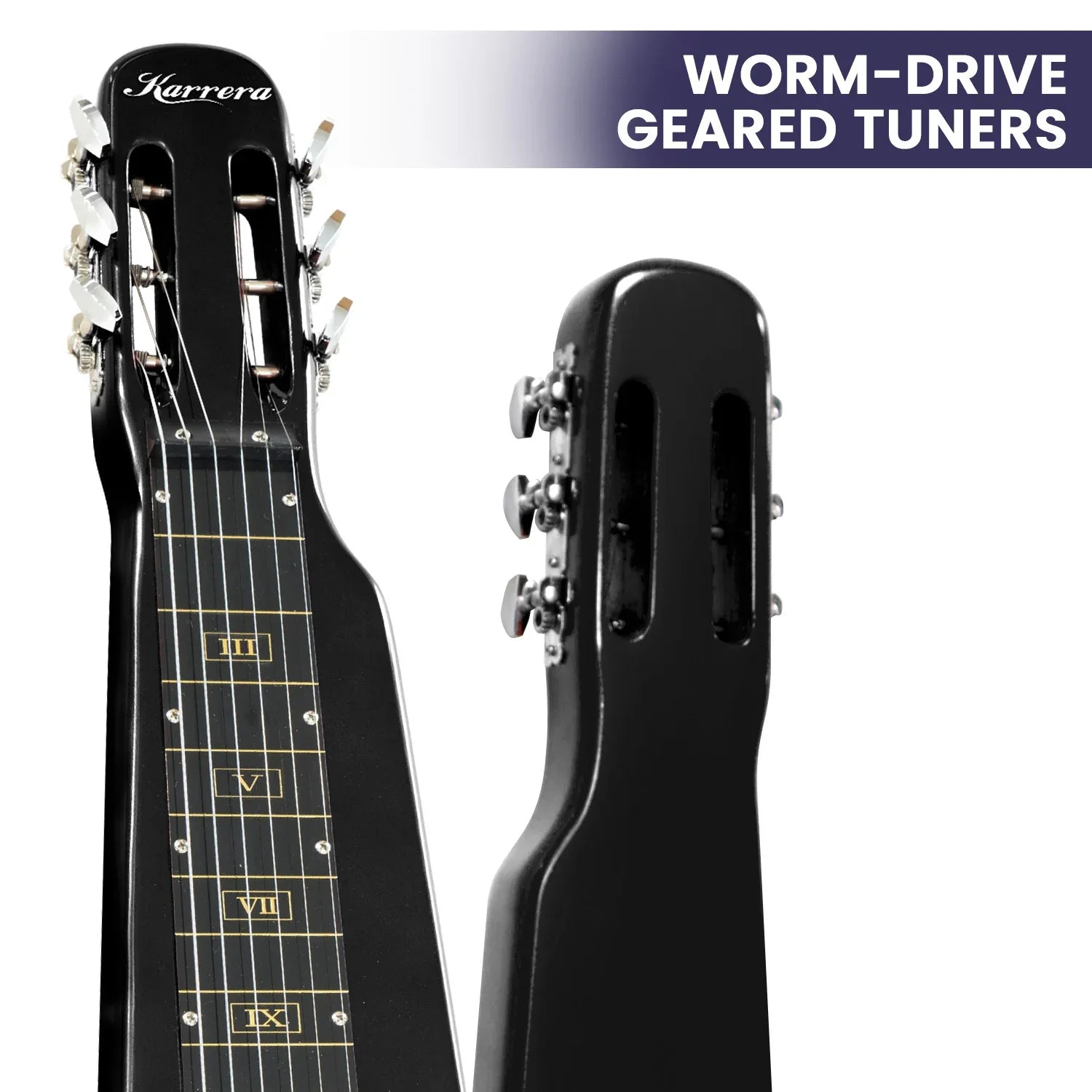Karrera 29in 6-String Lap Steel Hawaiian Guitar - Black - Mekamart Australia