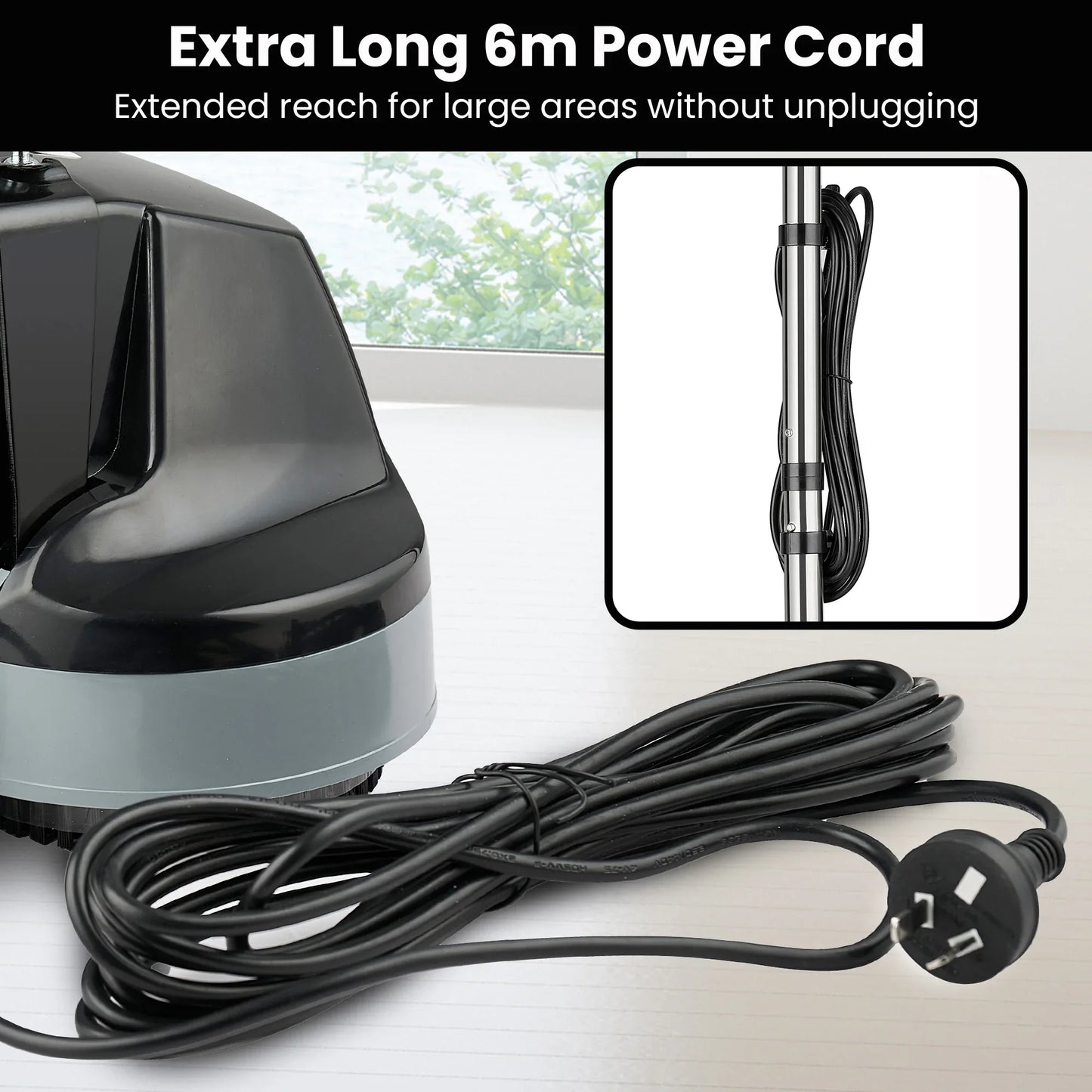 Kartrite Hauskeeper Gen2 5-in-1 Black Electric Floor Polisher Hard Waxer Buffer Scrubber Cleaner 240v With Twin Rotating Brushes 6m Power Cord - Mekamart Australia