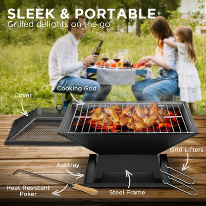 Wallaroo Portable Outdoor Fire Pit for BBQ, Grilling, Cooking, Camping - Mekamart Australia