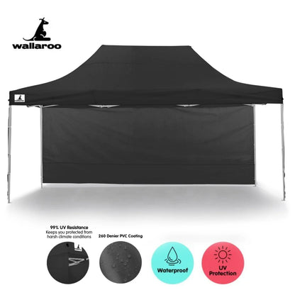 Wallaroo Gazebo Tent Marquee 3x4.5m PopUp Outdoor Black - Mekamart Australia