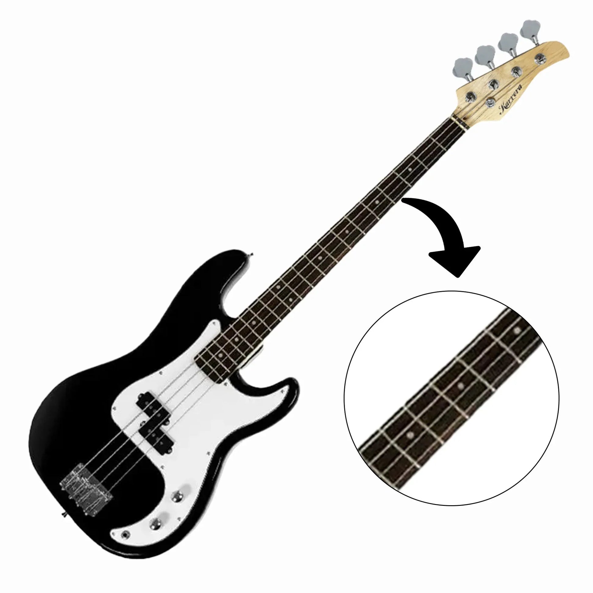 Karrera 39in Electric Guitar Bass Tuner Music 4-String Instrument Full Size Black - Mekamart Australia