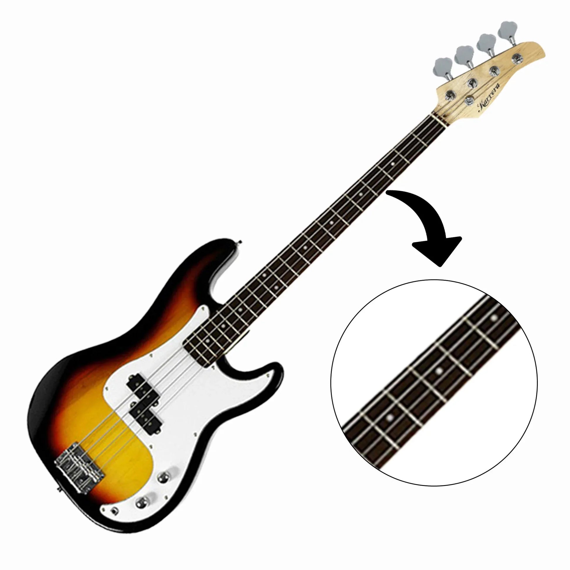 Karrera 39in Electric Guitar Bass Tuner Music 4-String Instrument Full Size Sunburst - Mekamart Australia
