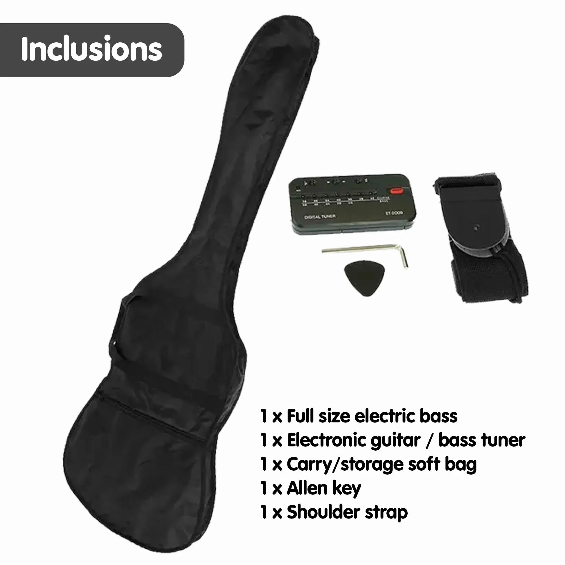 Karrera 39in Electric Guitar Bass Tuner Music 4-String Instrument Full Size Sunburst - Mekamart Australia