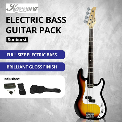 Karrera 39in Electric Guitar Bass Tuner Music 4-String Instrument Full Size Sunburst - Mekamart Australia