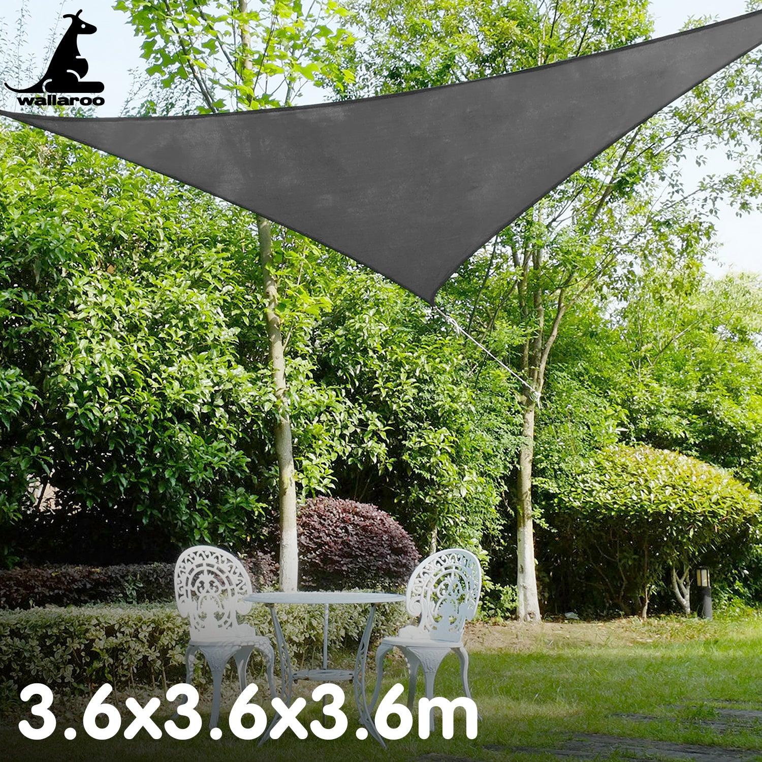 Wallaroo Triangle Shade Sail 3.6 x 3.6 x 3.6M - Grey - Mekamart Australia