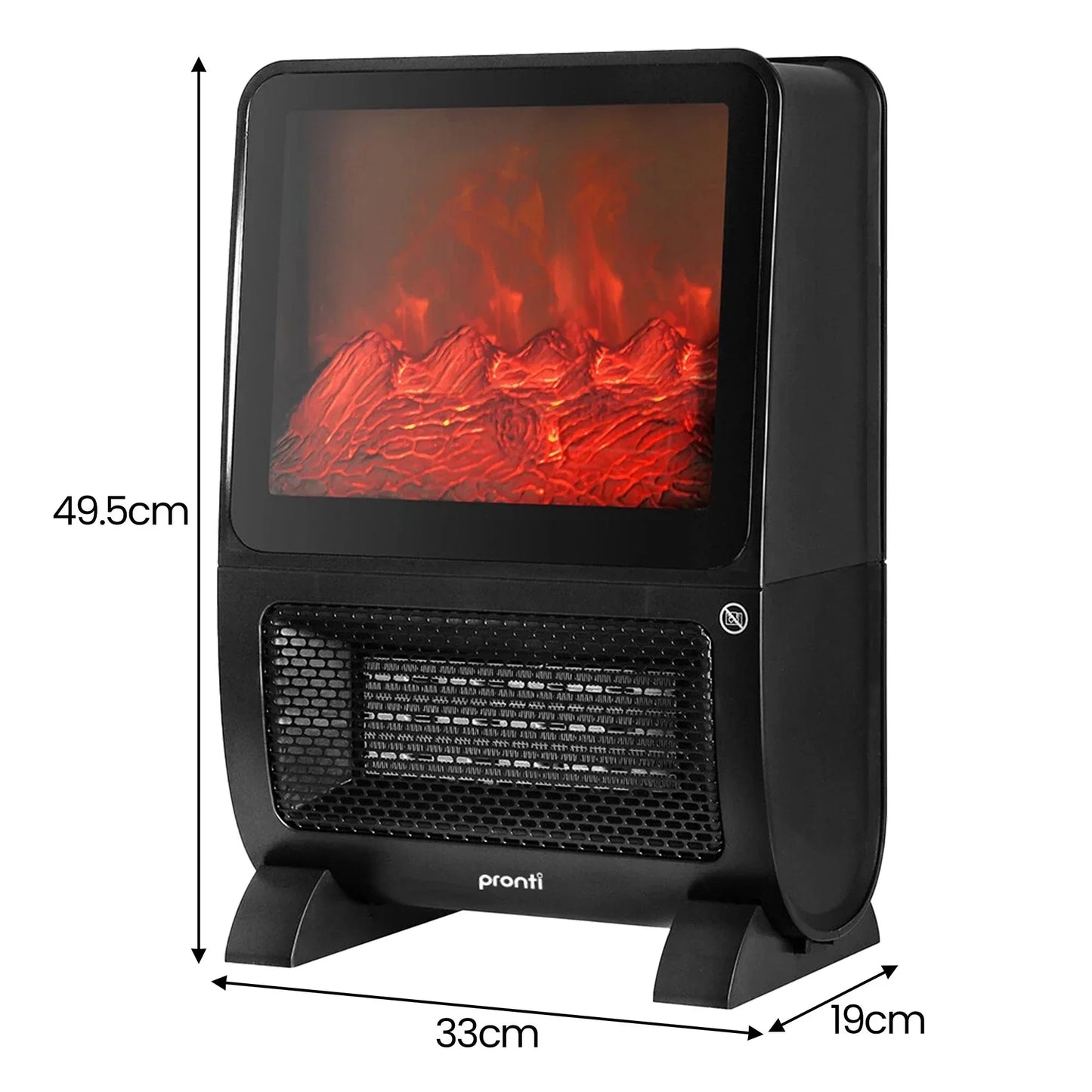 Pronti 2000W 3D Fire PTC Electric Portable Room Heater - Mekamart Australia