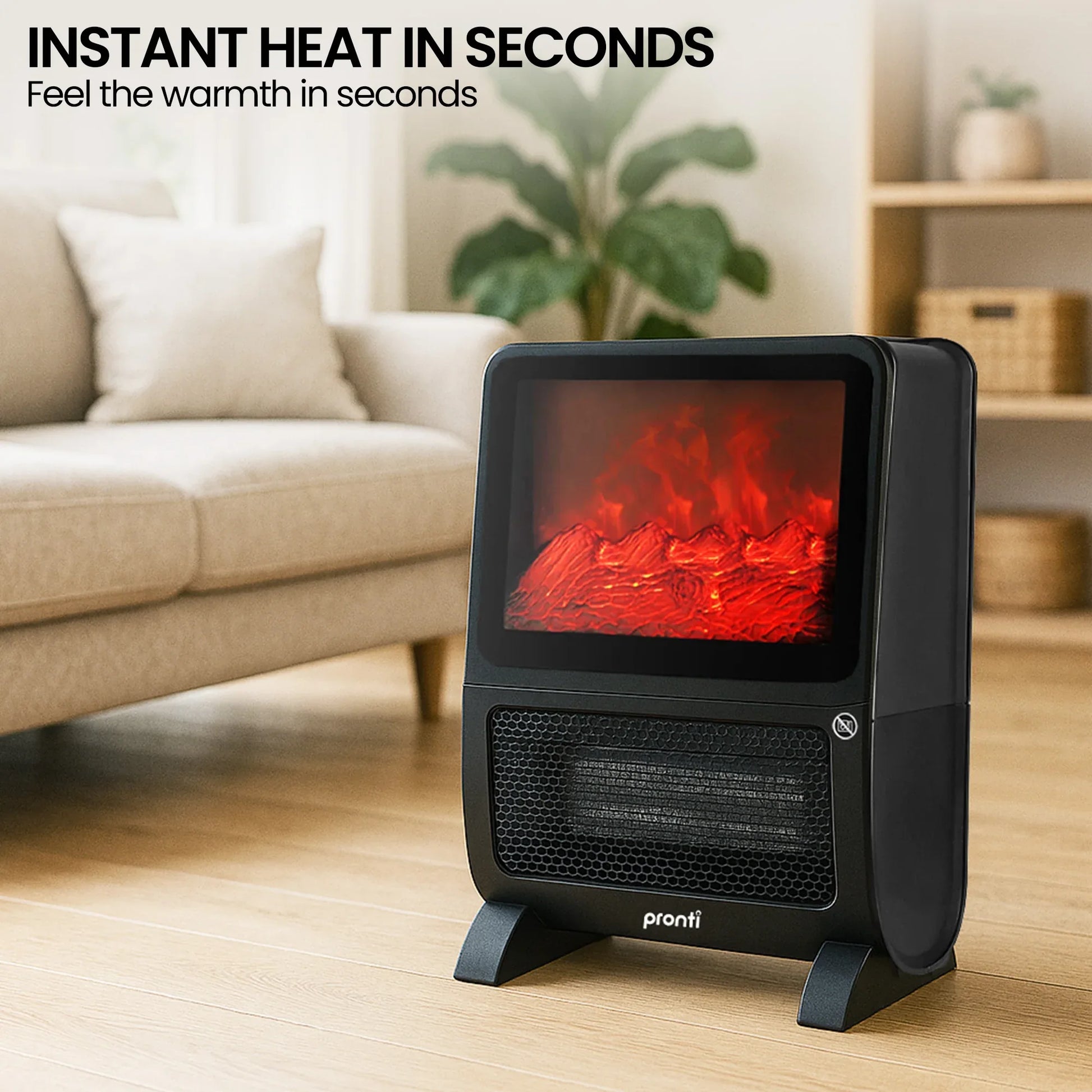 Pronti 2000W 3D Fire PTC Electric Portable Room Heater - Mekamart Australia