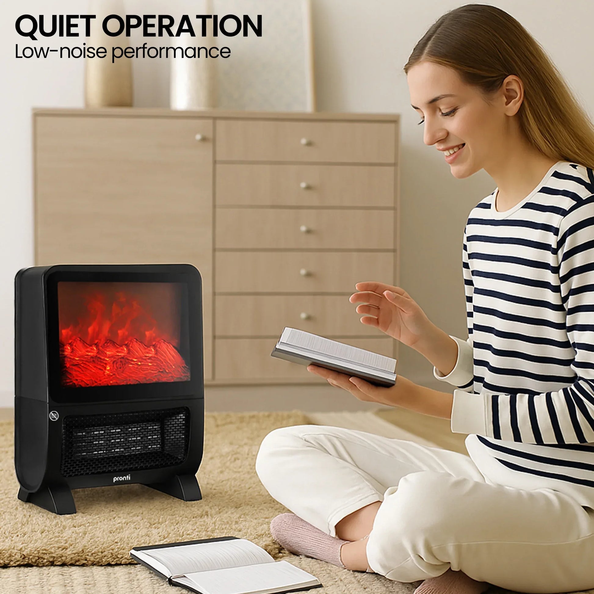 Pronti 2000W 3D Fire PTC Electric Portable Room Heater - Mekamart Australia