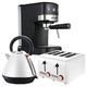 Pronti Breakfast Set with Rose Gold Kettle & Toaster with 1.2L Espresso Machine - White - Mekamart Australia