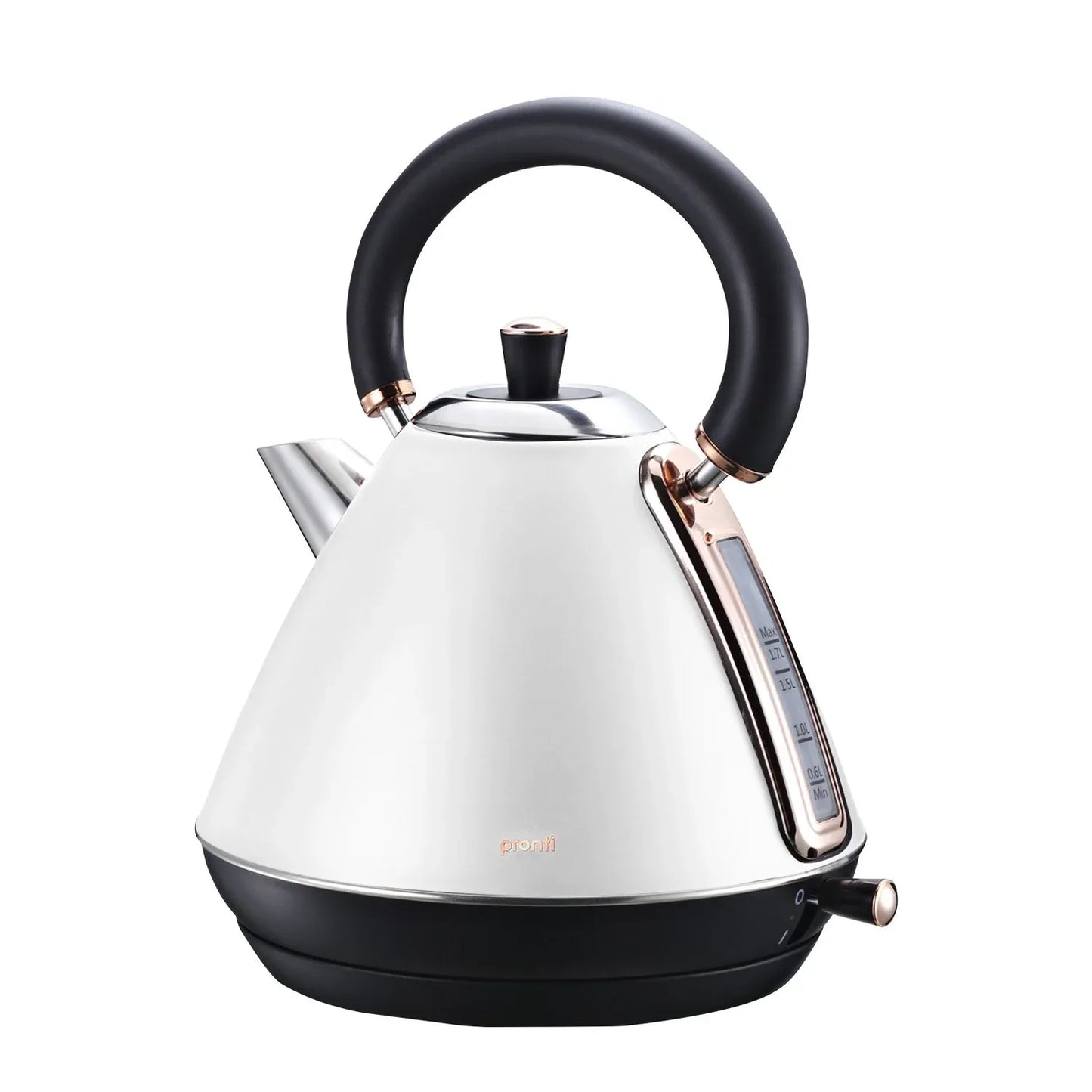 Pronti 1.7l Rose Trim Collection Kettle - White - Mekamart Australia
