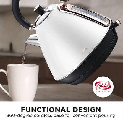 Pronti 1.7l Rose Trim Collection Kettle - White - Mekamart Australia