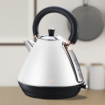 Pronti 1.7l Rose Trim Collection Kettle - White - Mekamart Australia