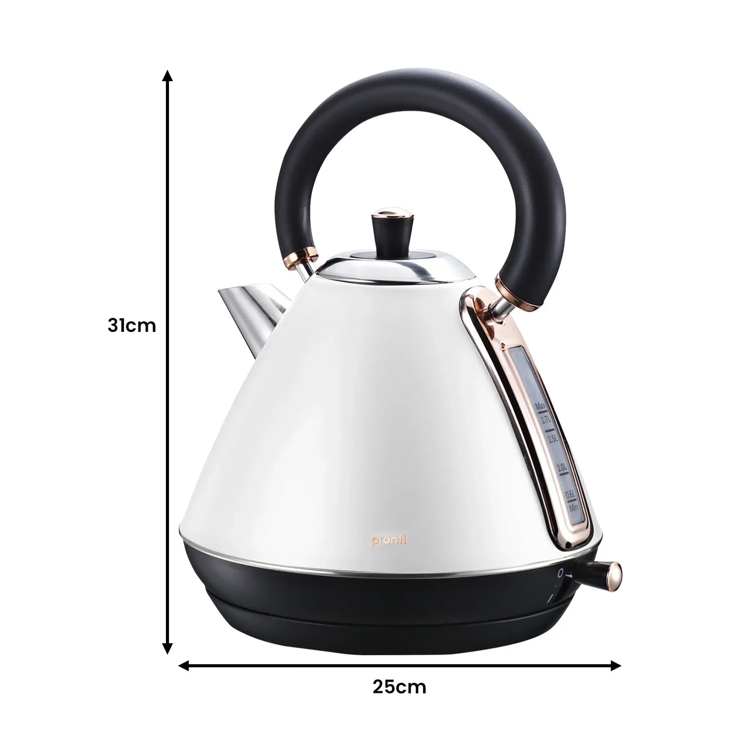 Pronti Rose Trim Collection Toaster & Kettle Bundle - White - Mekamart Australia