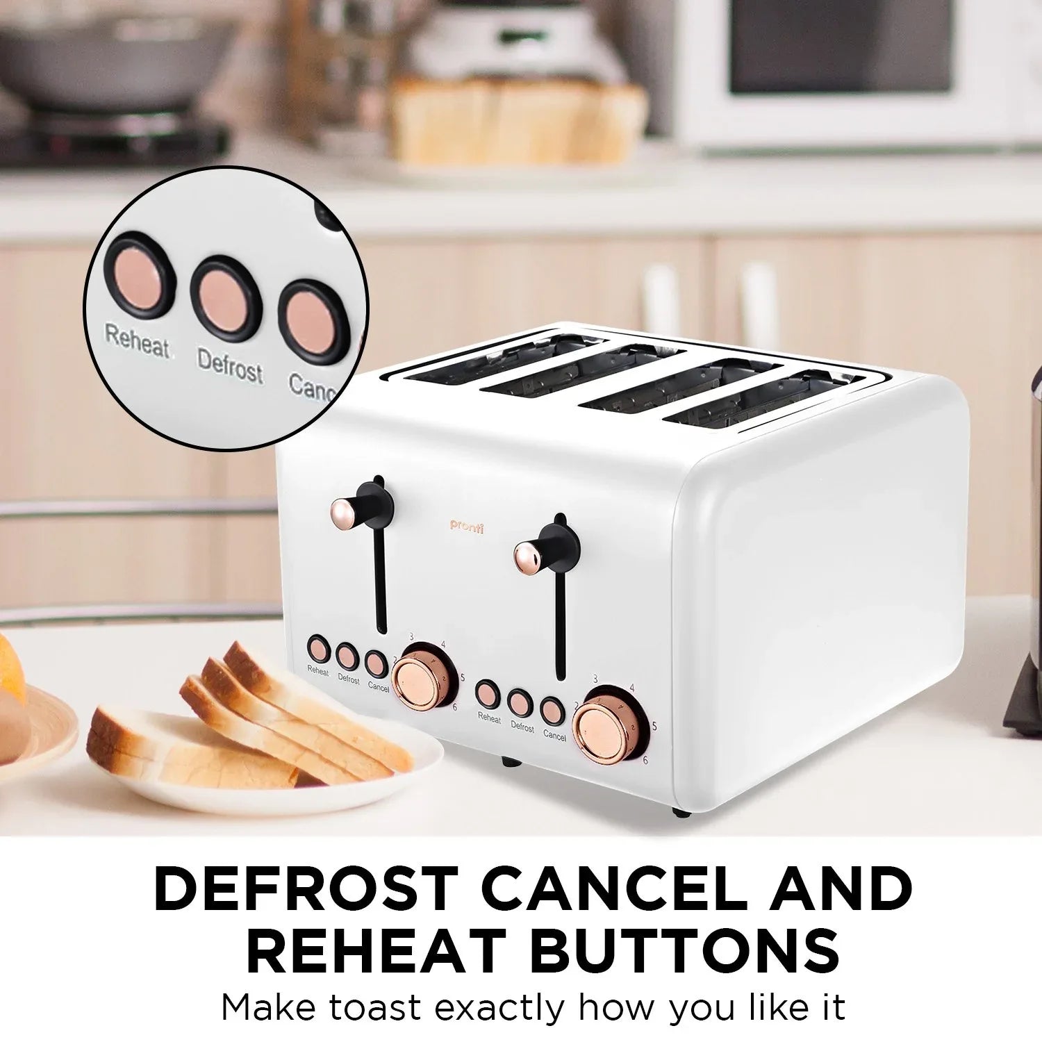 Pronti Rose Trim Collection Toaster & Kettle Bundle - White - Mekamart Australia