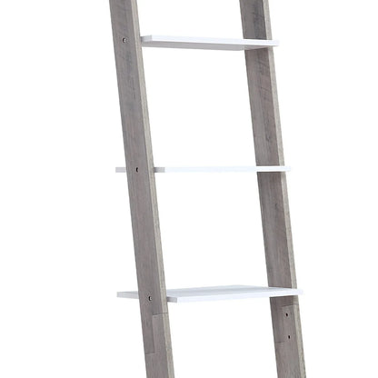 Sarantino Mira 5-tier Ladder Shelf In White And Grey Oak - Mekamart Australia