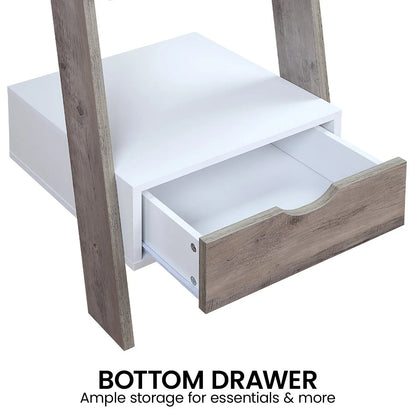 Sarantino Mira 5-tier Ladder Shelf In White And Grey Oak - Mekamart Australia