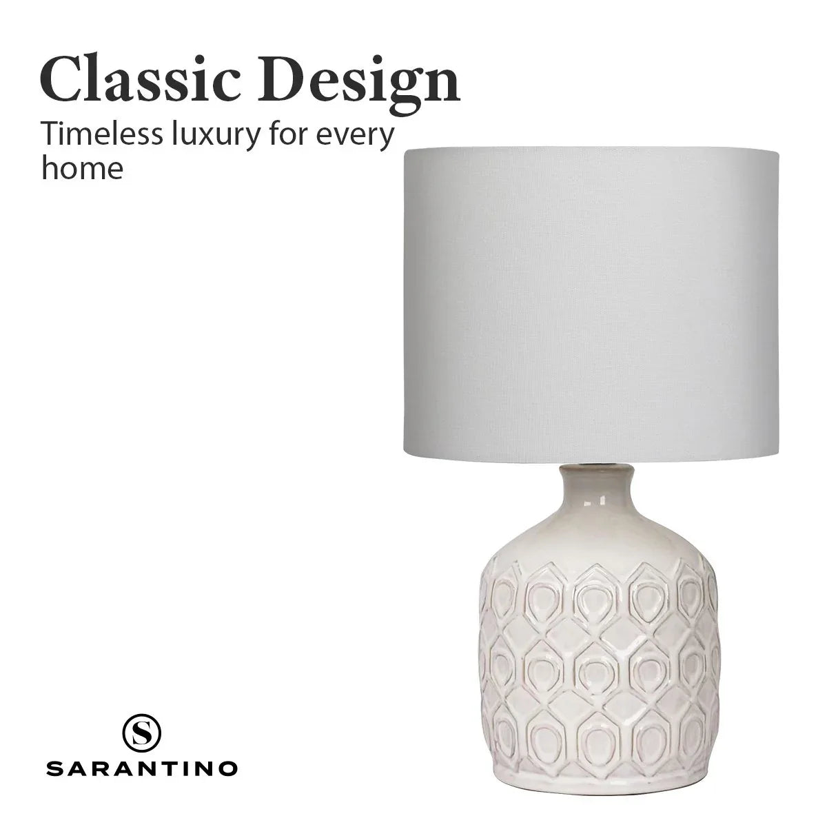 Sarantino Ceramic Table Lamp In Cream - Mekamart Australia
