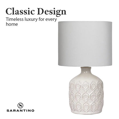 Sarantino Ceramic Table Lamp In Cream - Mekamart Australia