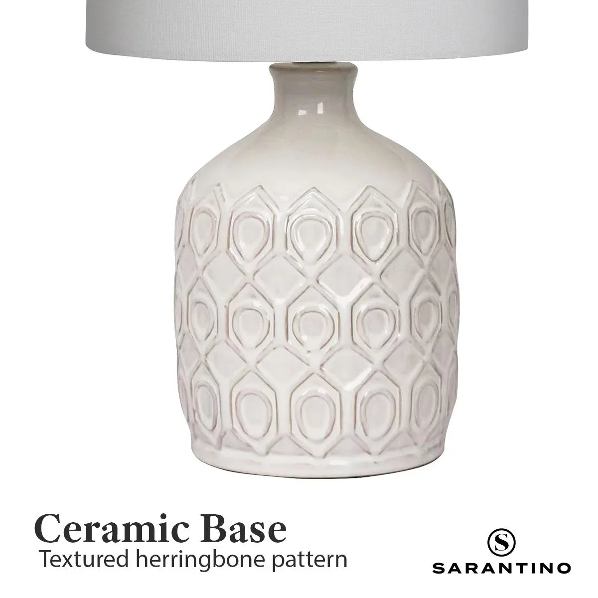 Sarantino Ceramic Table Lamp In Cream - Mekamart Australia