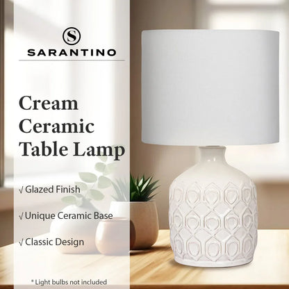 Sarantino Ceramic Table Lamp In Cream - Mekamart Australia