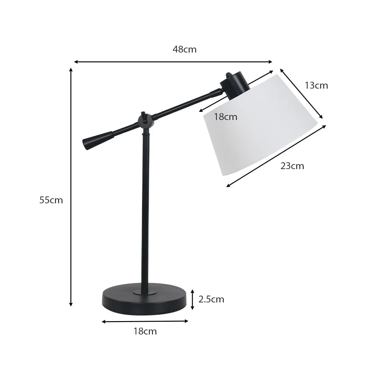 Sarantino Adjustable Metal Table Lamp In Black - Mekamart Australia