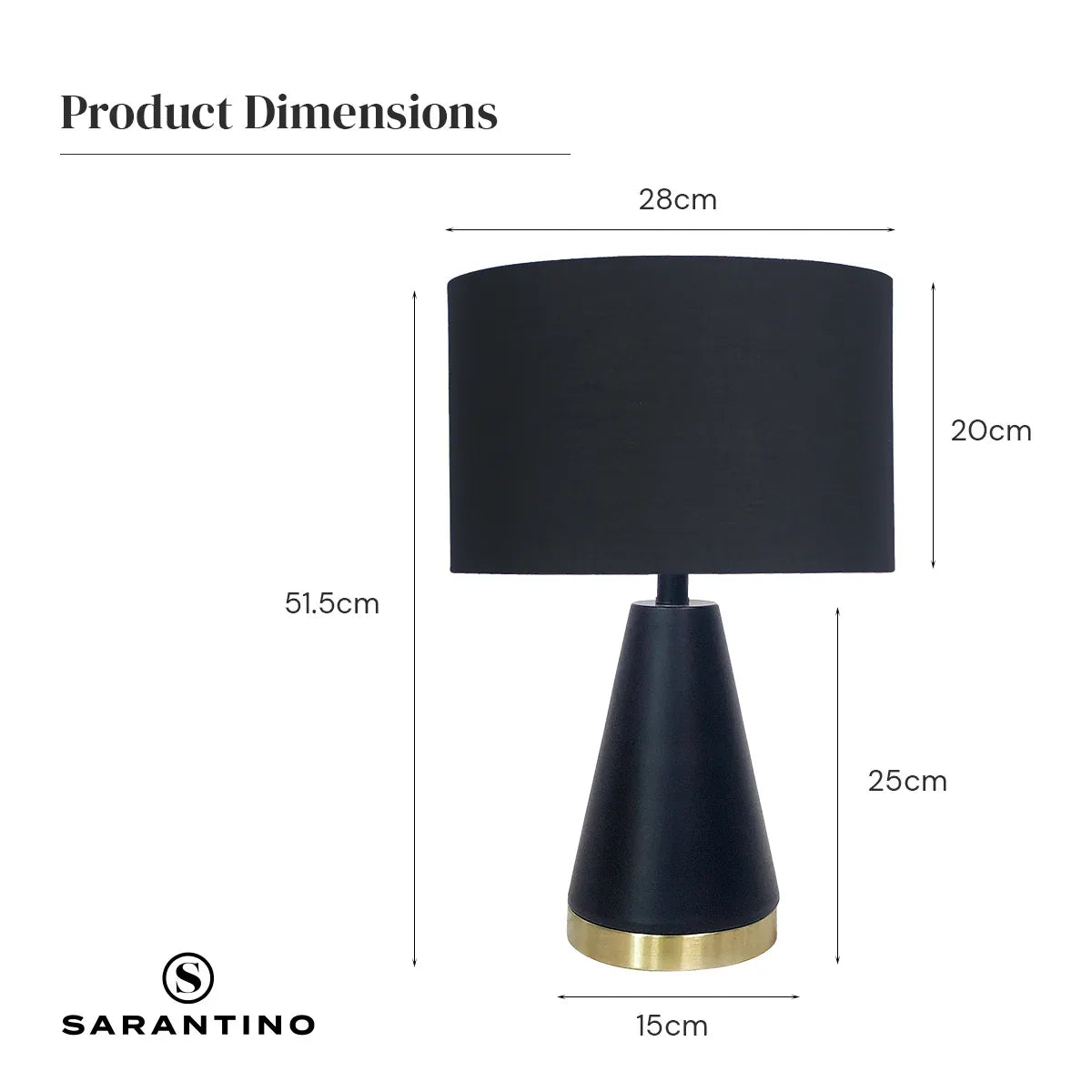 Sarantino Metal Table Lamp in Black and Gold - Mekamart Australia