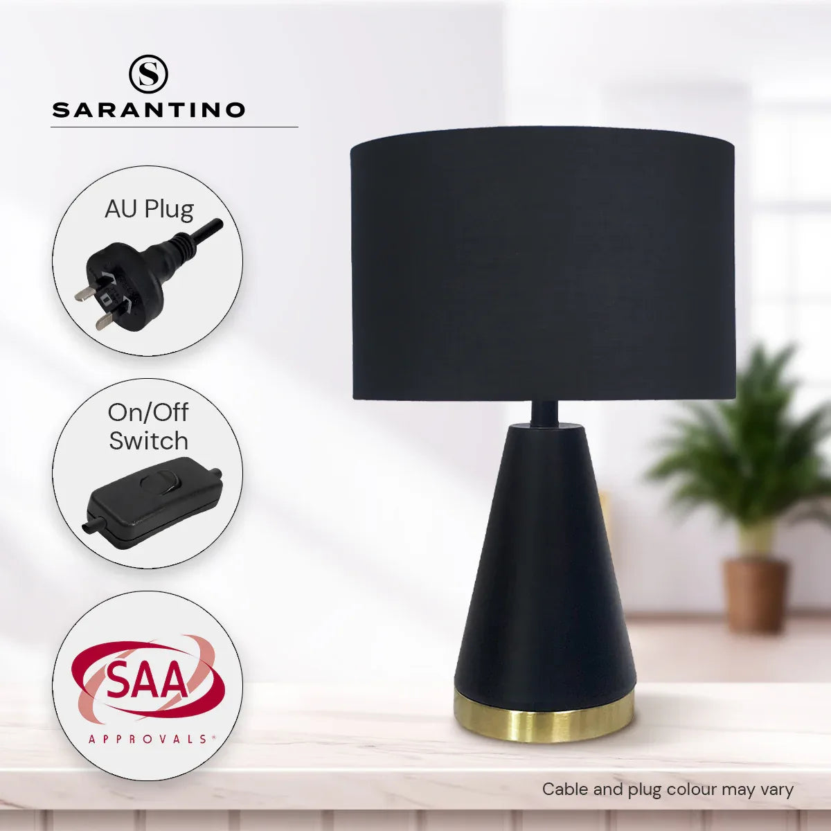 Sarantino Metal Table Lamp in Black and Gold - Mekamart Australia