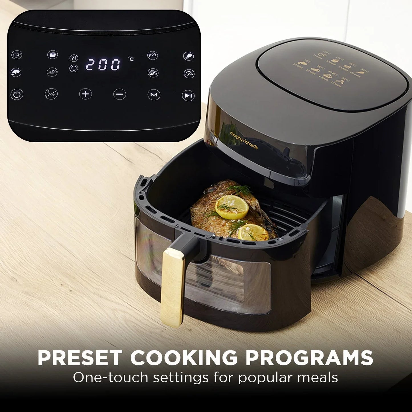 Morphy Richards 6.5L Digital Air Fryer MRAF72BK w/LED Touch Control Panel 8 Preset Cooking Programs Non Stick Drawer - Mekamart Australia