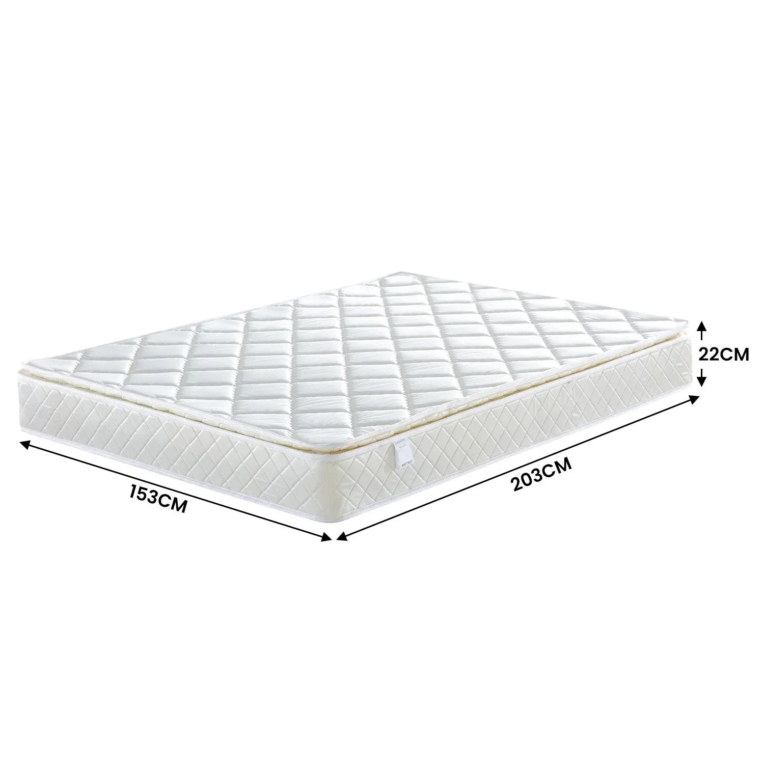 Laura Hill Mattress Queen Size Pillow Top Pocket Spring High Density Foam 22cm - Mekamart Australia