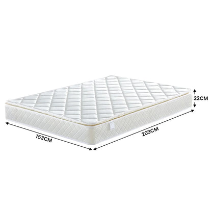 Laura Hill Mattress Queen Size Pillow Top Pocket Spring High Density Foam 22cm - Mekamart Australia