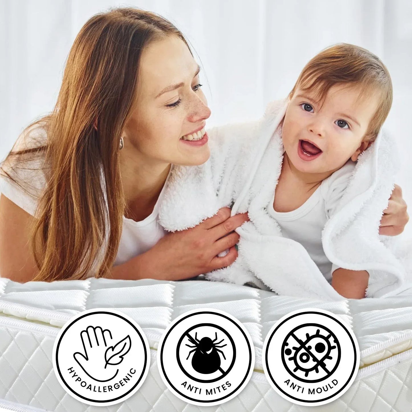Laura Hill Mattress Queen Size Pillow Top Pocket Spring High Density Foam 22cm - Mekamart Australia