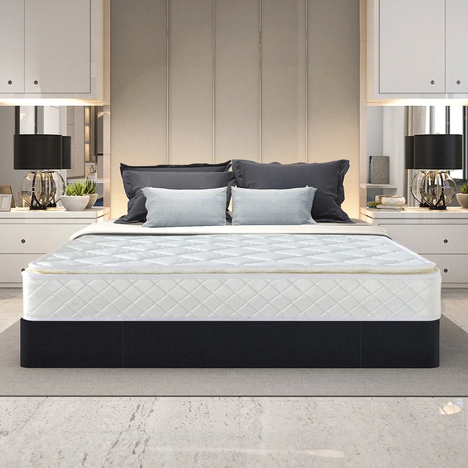 Laura Hill Mattress Queen Size Pillow Top Pocket Spring High Density Foam 22cm - Mekamart Australia