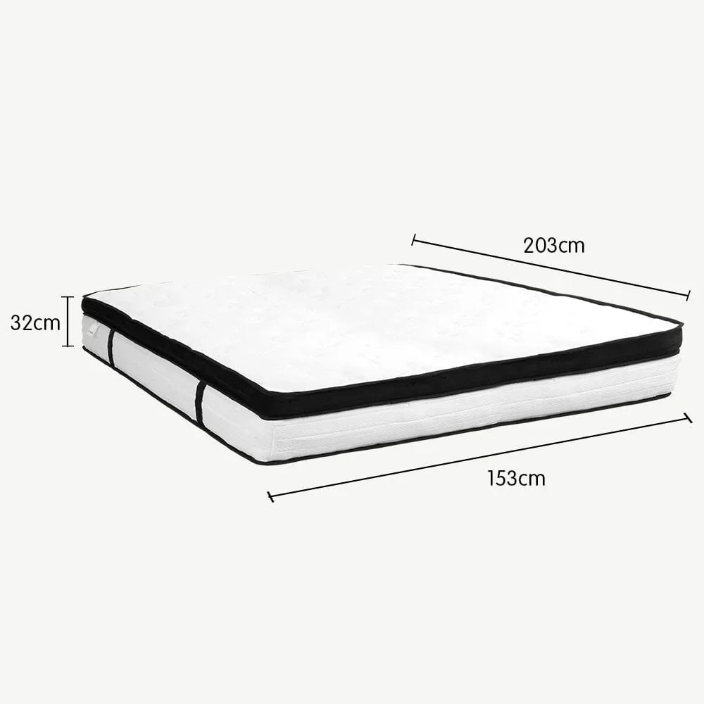Laura Hill Queen Mattress Bed Size Euro Top 5 Zone Spring Foam 32cm Bedding Pocket - Mekamart Australia