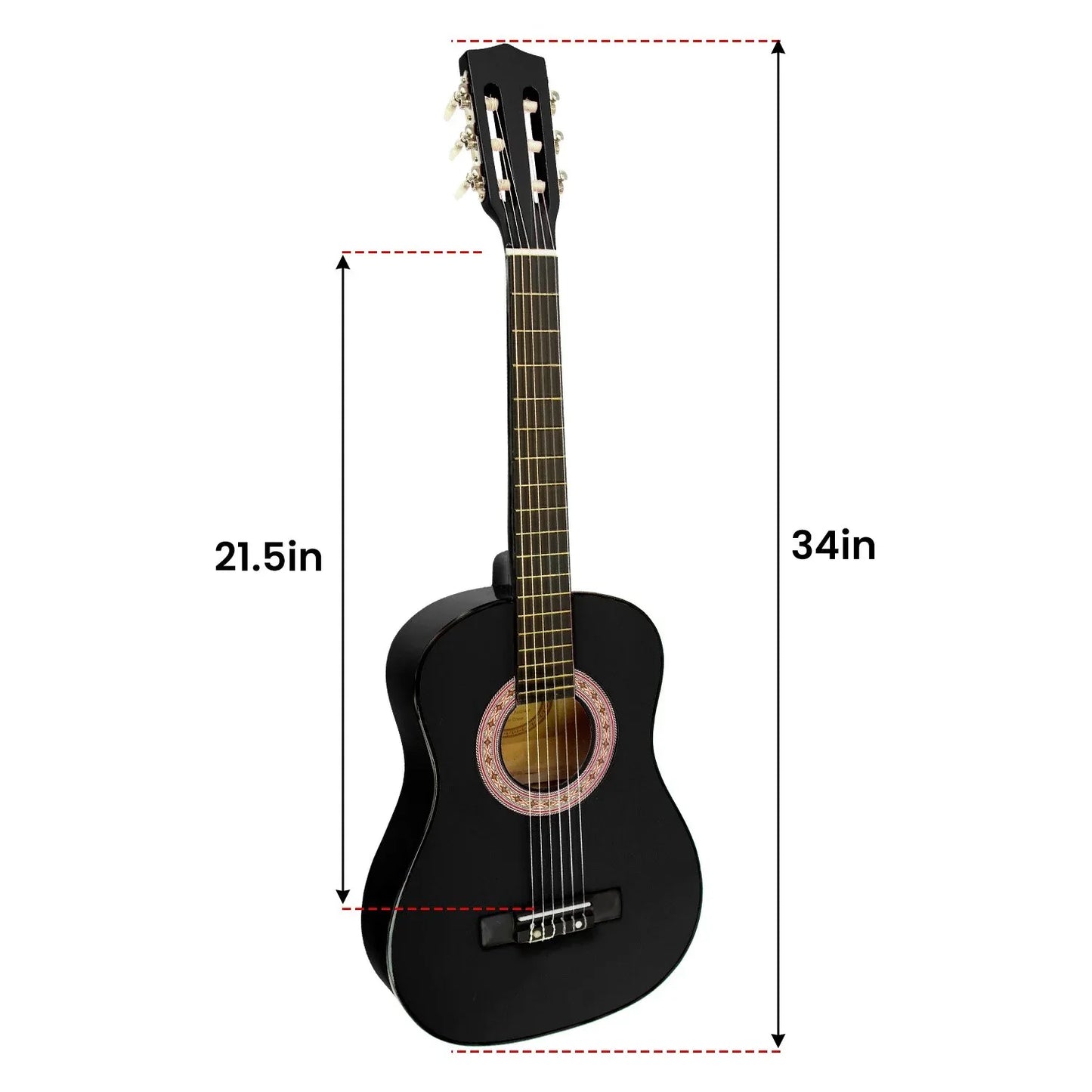 Karrera 34in Acoustic Children Wooden Guitar - Black - Mekamart Australia