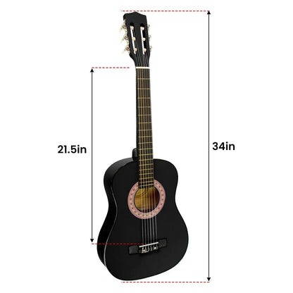 Karrera 34in Acoustic Children Wooden Guitar - Black - Mekamart Australia