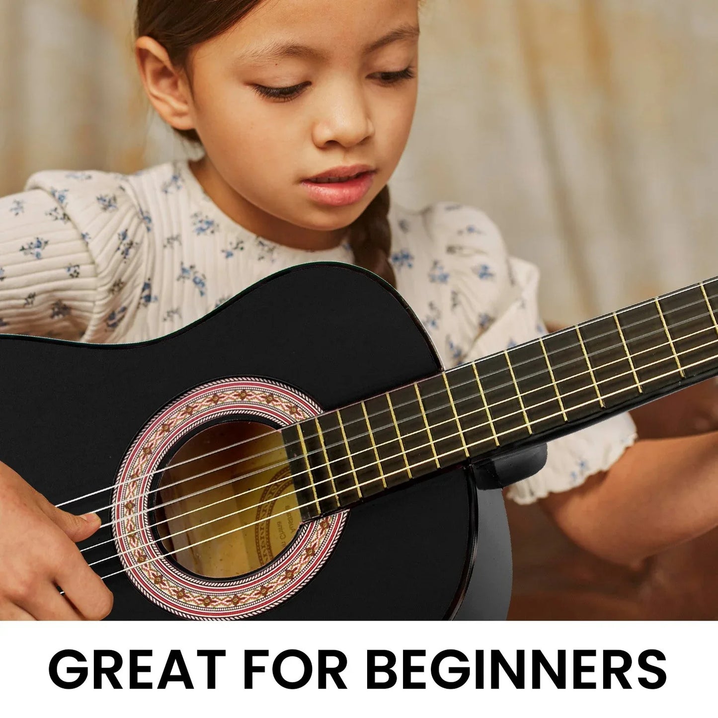 Karrera 34in Acoustic Children Wooden Guitar - Black - Mekamart Australia