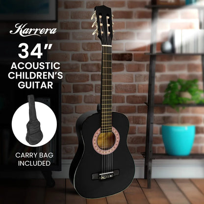 Karrera 34in Acoustic Children Wooden Guitar - Black - Mekamart Australia