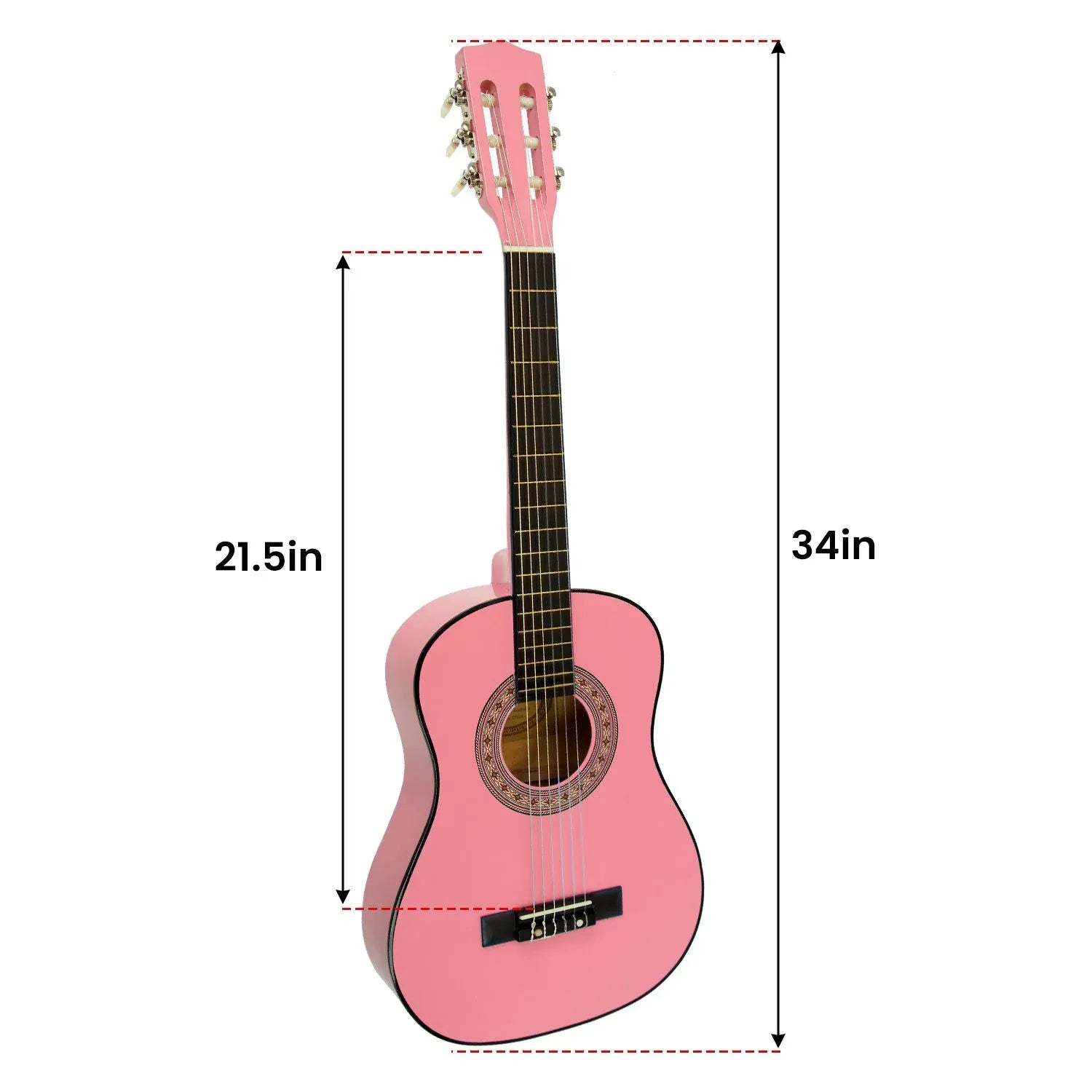 Karrera 34in Acoustic Wooden Childrens Guitar - Pink - Mekamart Australia