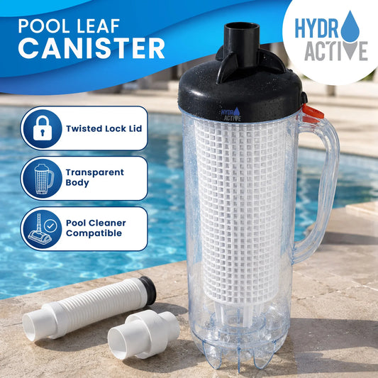 HydroActive Pool Leaf Canister Inline Debris Catcher for Suction Pool Cleaners